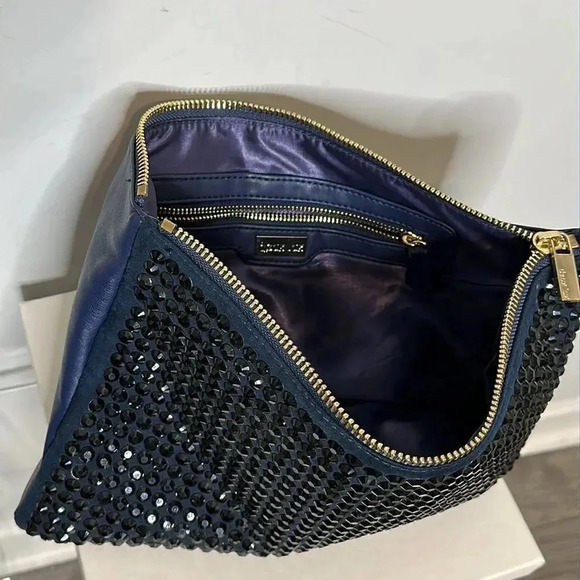Deux Lux Blue Studded Clutch Bag - Picture 8 of 11